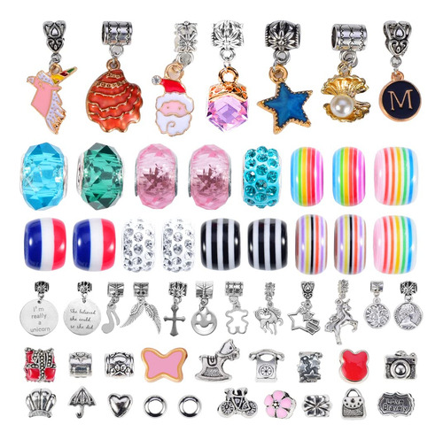 Kit De Pulseras Con Dijes Unicornio Para Niñas, Manualidades