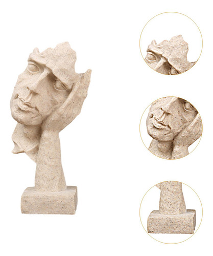 Figura De Escultura De Cara, Colección De Color Arenisca