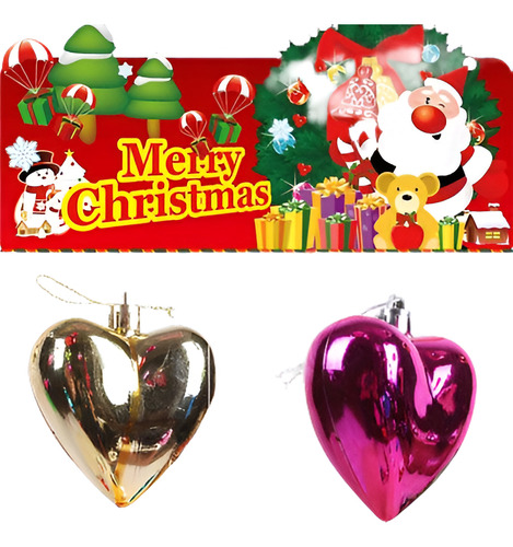 6 X 7cm Lujo Mini Corazón Plástico Adornos Navidad Árbol Dec