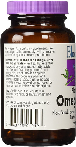 Imagem 2 de 5 de Ômega 3-6-9 Bluebonnet 1000 Mg 90 Softgels Importado