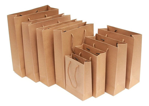 Bolsas Kraft Cordón 120g Biodegradable 23x33x8cm X12 Und