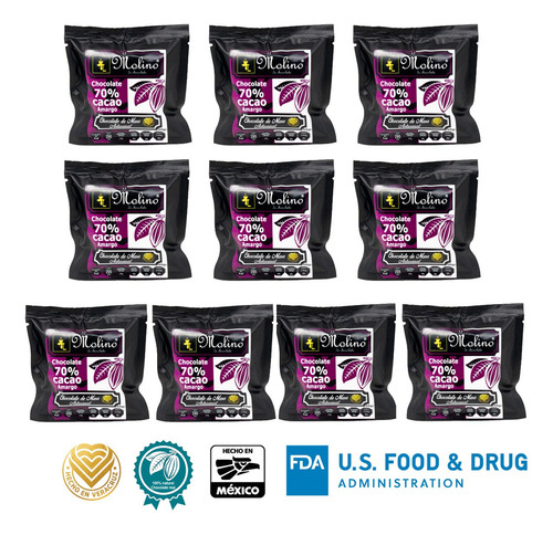 10pz Chocolate D Mesa Artesanal 70% Cacao Molinodechocolate