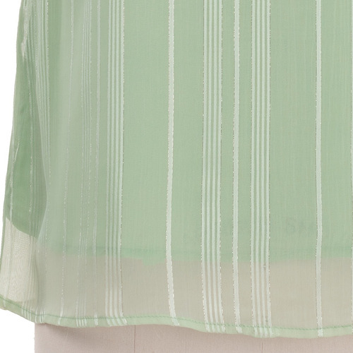 Imagen 5 de 7 de Blusa Vestir Cuelo Alto Rayas Satin Manga Corta Elegante.
