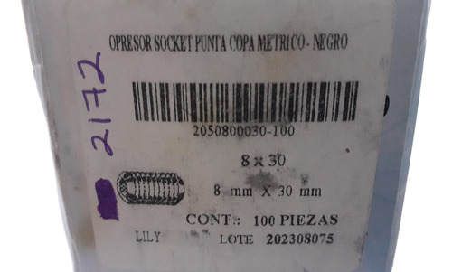 Opresores Socket Punta Copa Métrico Negro 8mmx30mm 100 Pcs