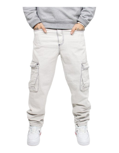 Jeans Joggers Cargo Mom Rigido De Hombre