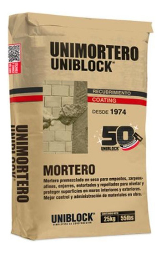 Mortero Seco Uniblock 25kg Para Reparaciones