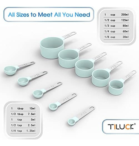 Juego De Tazas Y Cucharas Medidoras Tiluck, Tazas Y Cucharas