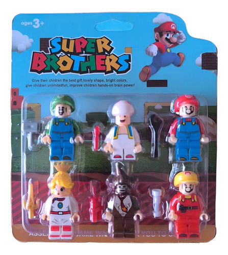 Figuras Super Mario Plumber Pack X 6 De 4.5 Cm Mini Figuras