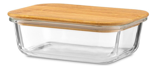 Pote Hermético De Vidro 1480ml Tampa Bambu - Marmita - Dolce Cor Transparente