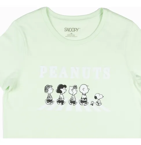 Polera Mujer Peanuts Street Verde Snoopy