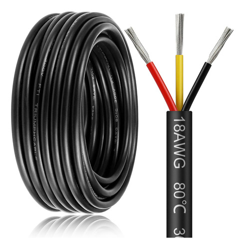 Cable De Calibre 18 De 20 Pies, 3 Conductores, Cable Electri