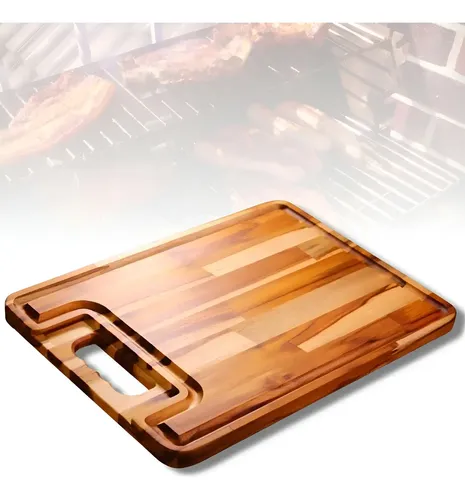 Tabua De Servir Petisco Corte Madeira Maciça Cozinha Moderna Cor Marrom Tabua Com Cabo Moderna Liso