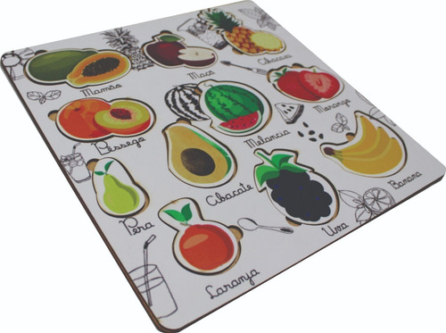 Imagem 2 de 2 de Tabuleiro Jogo Encaixe Didático Fruta Frutas