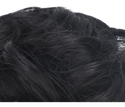 Moño De Pelo Falso Negro Fibra Sintética De Alta Temperatura