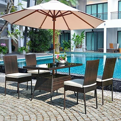 Imagen 2 de 10 de Tangkula Juego De Comedor De Mimbre Para Patio, Mesa Y Silla