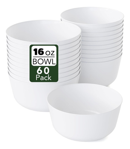 Tazones Plásticos Blancos Desechables 473 Ml Modernos