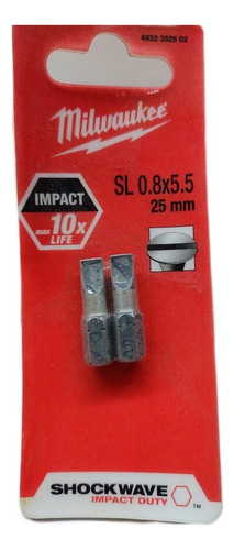 Bit Fenda 0.8 X 25mm C/02 Pçs 4932 3526 02 Milwaukee