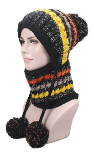 Conjunto Bufanda Y Gorro De Invierno Forro Polar Para Mujer Color Negro Talla Unitalla