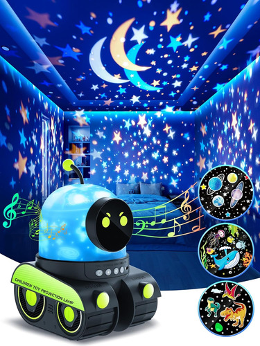 Luz Nocturna Robot Para Niños 12 Películas Proyector De Luz