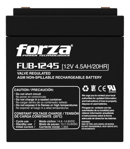 Bateria De Respaldo Forza Fub-1245 12v Recargable