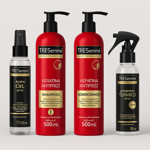 Kit Tresemme Anti Frizz 500ml Shampoo Y Acond+protector+ Oil