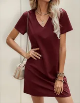 Comprar Vestido Camison Para Mujer Unicolor Escote V