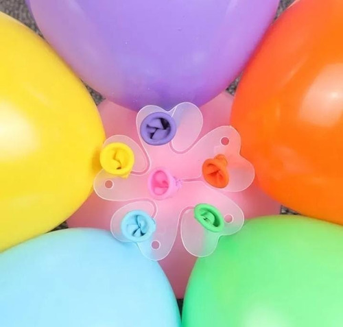 Imagen 3 de 4 de Clip Para Armar Globos Forma Flor Pack X 5 Unidades