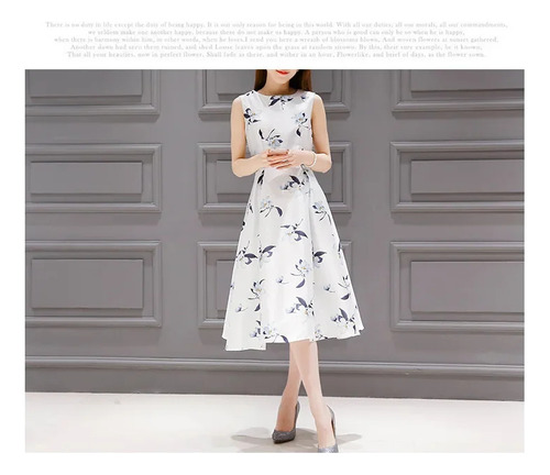 Vestido Longo Sem Mangas Com Estampa Floral Em Linha A Para