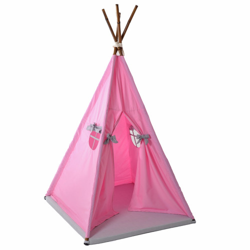 Carpa Tienda Teepee Para Niños Rosa/gris Con Colchoneta