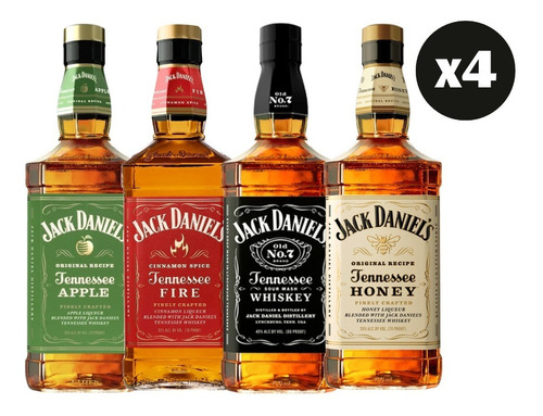 Pack 4x Whisky Jack Daniels Variedades 750cc Whiskey Bourbon