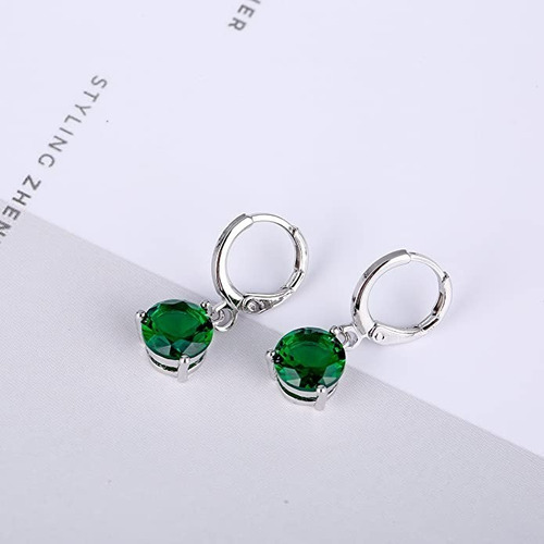 Set Oro Blanco Chapado Con Circonias Verdes Aaa