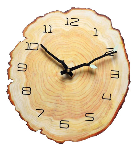 Reloj De Pared Rústico Tronco De Árbol Con Números
