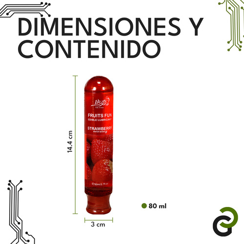 Lubricante Intimo Greenclef De Sabores Comestibles A Base De Agua Sabor Y Aroma A Frutas Fresa 80 Ml