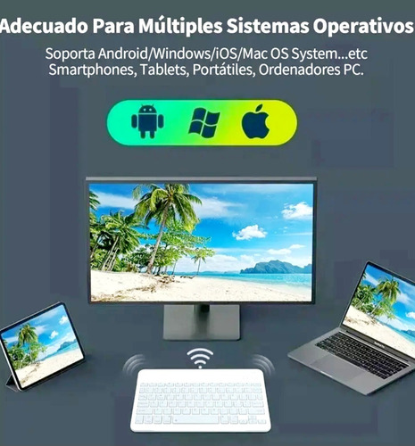 Teclado Y Mouse Inalambrico Recargable Pc Delgado Portátil Celeste Celeste
