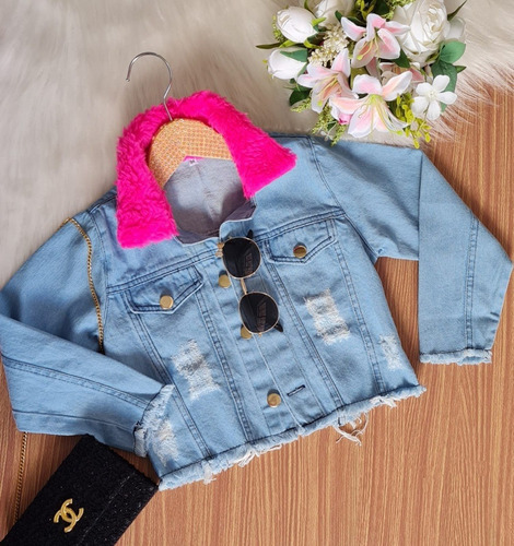 Imagem 5 de 8 de Jaqueta Jeans Infantil Menina Moda Inverno Blogueirinha