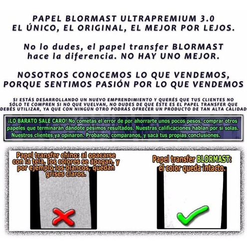 Papel Transfer 40 Oscuras Y 20 Claras A4 Blormast Premium