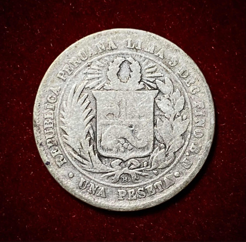 Moneda Peru 1 Peseta 1880 Km 200 Plata 0.900
