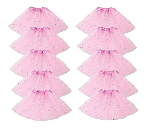 Tutus Niñas Falda  Princesa Fiesta Disfraz Rosa Clar 10 Unid