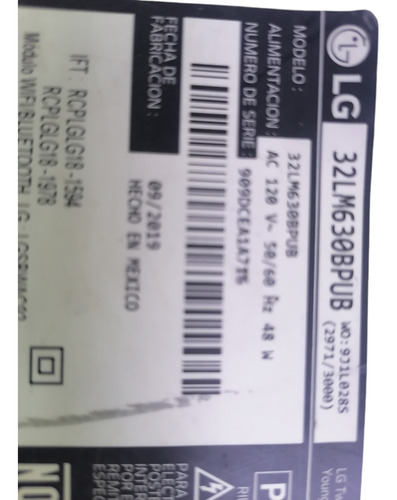 Tarjeta Main Para Tv LG 32lm630bpub (Usado)