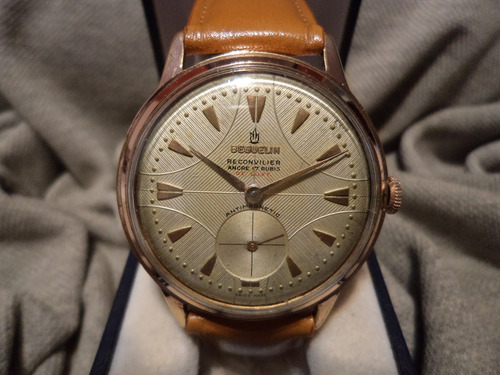 Distinguido Reloj Beguelin Antiguo 1953 Oro Plaque 18k Unico Marrón Claro Dorado Champagne (Usado)