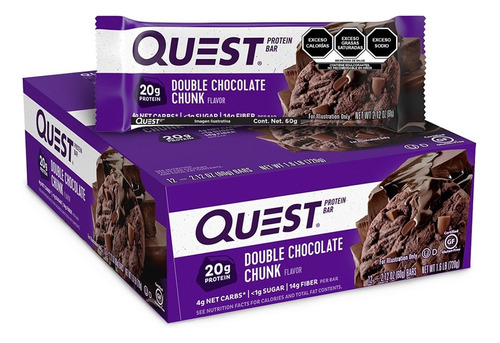 Barra De Proteína Quest Nutrition Sabor Doble Choco En Trozos