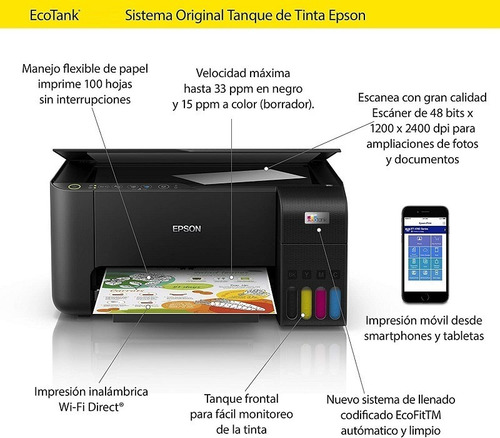 Imagen 2 de 10 de Impresora Epson Ecotank L3250 Multifuncional, Wifi / Usb