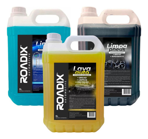 Kit Lavagem Automotiva Shampoo Pretinho Pneu Limpa Vidro