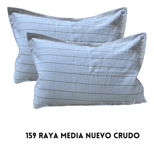 Combo 2 Almohadones Tusor 70x50 Cm Nordicos Relleno Vellon 159 Raya Media Nuevo Crudo .