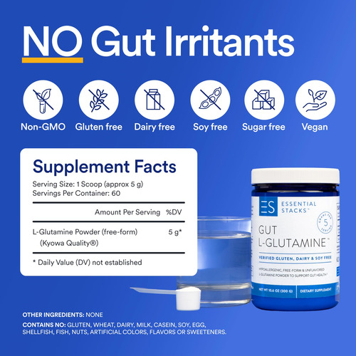 Essential Stacks Polvo De L-glutamina Intestinal Sin Glute