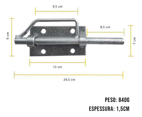 Tranca Tramela Ferrolho Salva Vidas 5/8 Pequena Curral