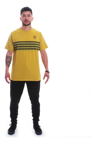 Imagen 6 de 7 de Polera De Hombre Manga Corta Hang Loose Eco Beach Mostaza