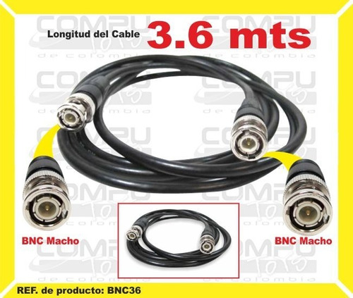 Cable Bnc M Para Camaras 3.6 Metros Ref: Bnc36 Computoys Sas