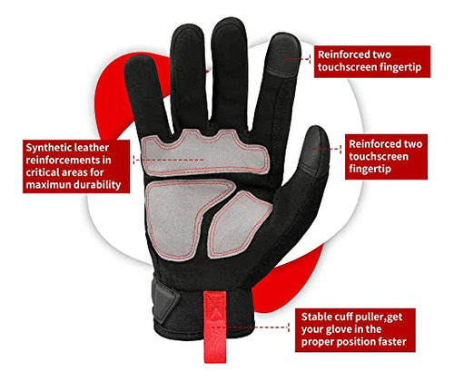 Flex Grip Mechanic Work Gloves For Men,black And Red Ut...