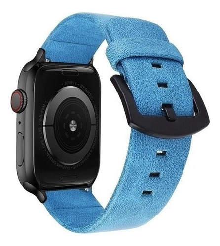 Pulseira De Couro Sport Compatível Apple Watch 41mm Cor Azul